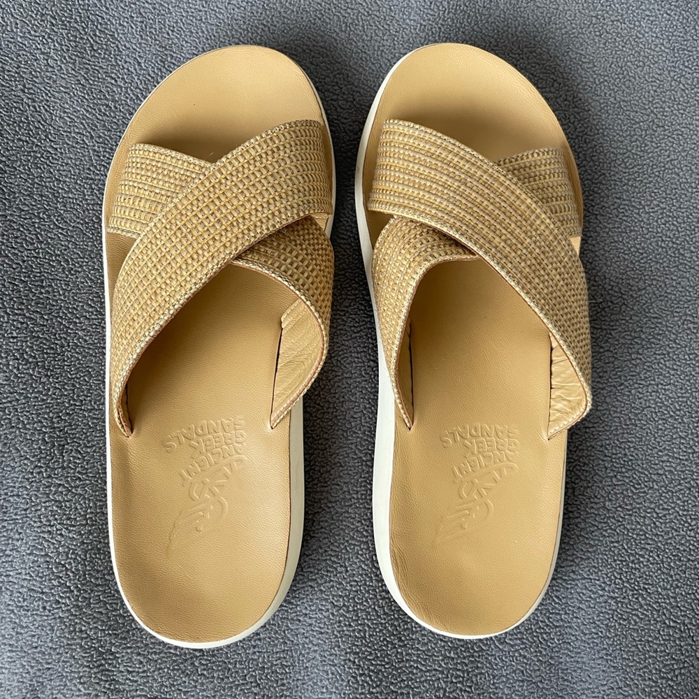 Ancient Greek Sandals - straw slides - size 38